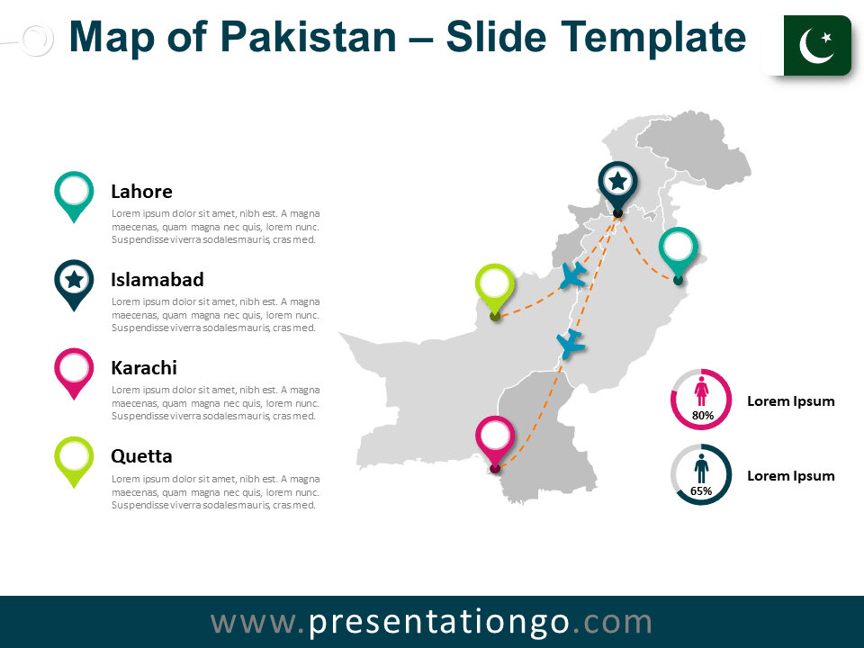 Mapa de Pakistán Gratis Para PowerPoint Y Google Slides