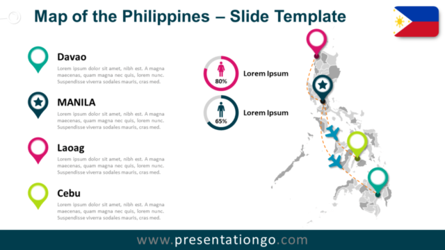 Mapa de Filipinas Gratis Para PowerPoint Y Google Slides