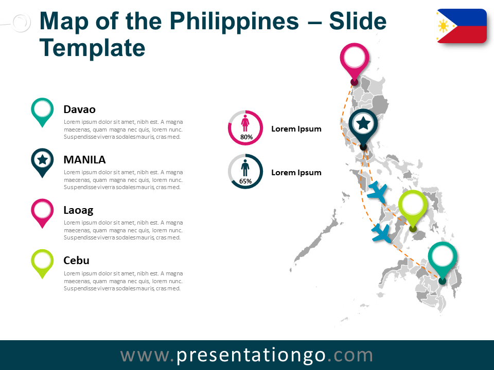 Mapa de Filipinas Gratis Para PowerPoint Y Google Slides