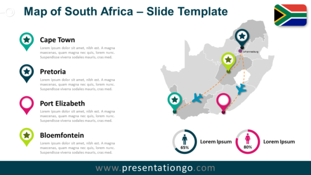 Mapa de Sudáfrica Gratis Para PowerPoint Y Google Slides