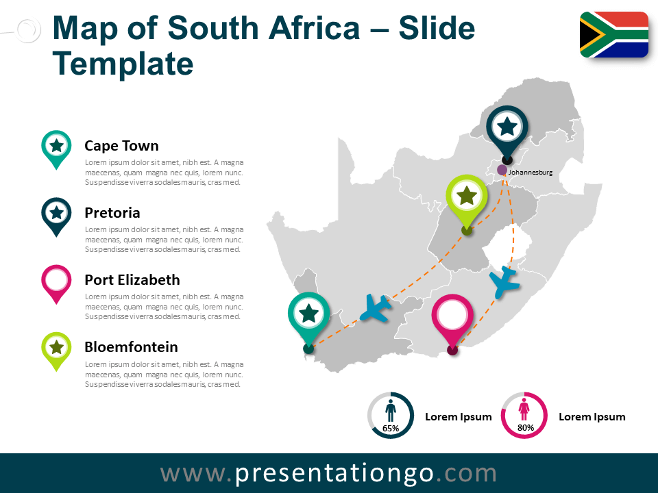 Mapa de Sudáfrica Gratis Para PowerPoint Y Google Slides