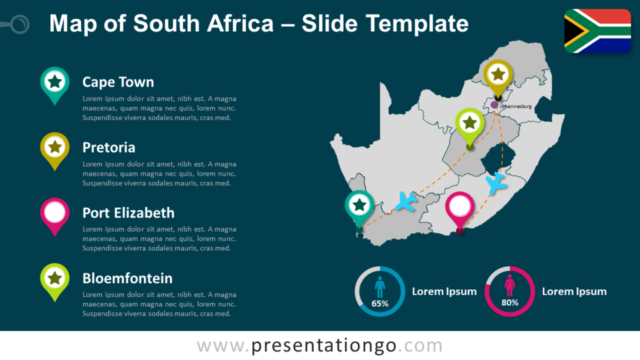 Mapa de Sudáfrica Gratis Para PowerPoint Y Google Slides