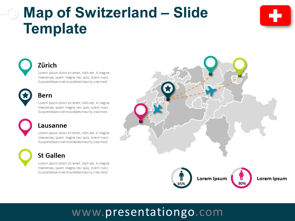Mapa de Suiza Gratis Para PowerPoint Y Google Slides