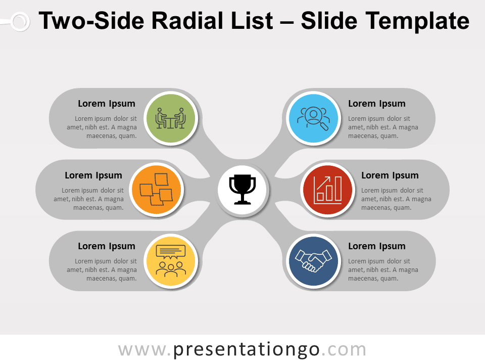 Lista Radial de Dos Lados Diagrama Gratis Para PowerPoint Y Google Slides