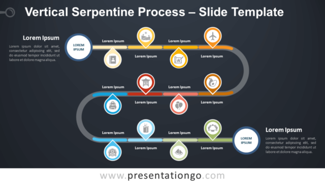Proceso Serpenteante Vertical Diagrama Gratis Para PowerPoint Y Google Slides