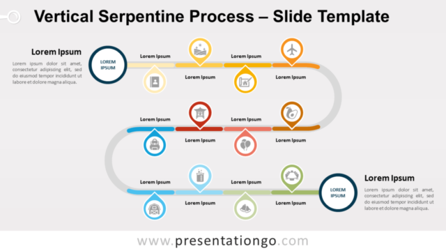 Proceso Serpenteante Vertical Diagrama Gratis Para PowerPoint Y Google Slides