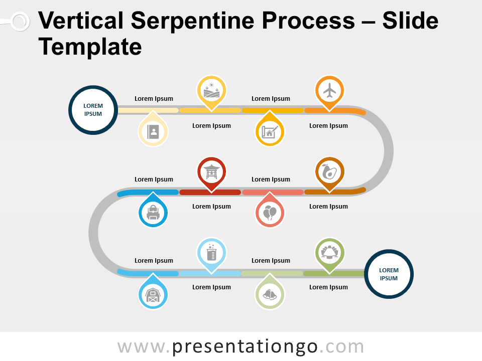 Proceso Serpenteante Vertical Diagrama Gratis Para PowerPoint Y Google Slides