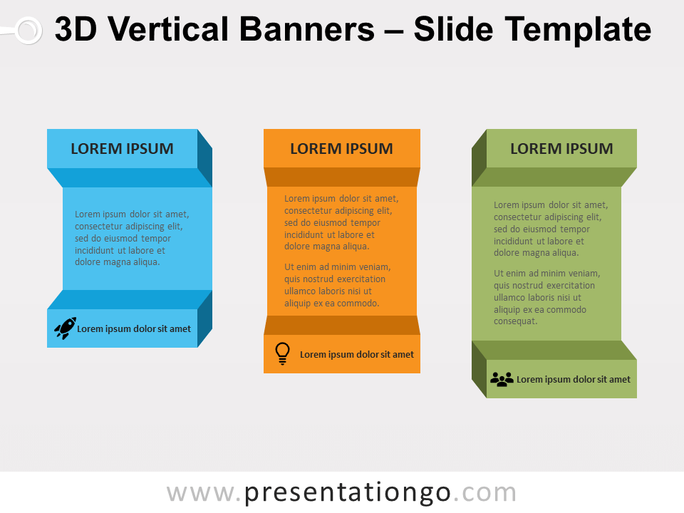 Banderas Verticales en 3D Gráfico Gratis Para PowerPoint Y Google Slides
