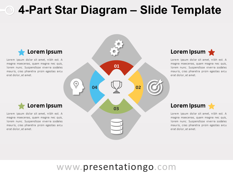 Diagrama de Estrella de 4 Partes Gratis Para PowerPoint Y Google Slides