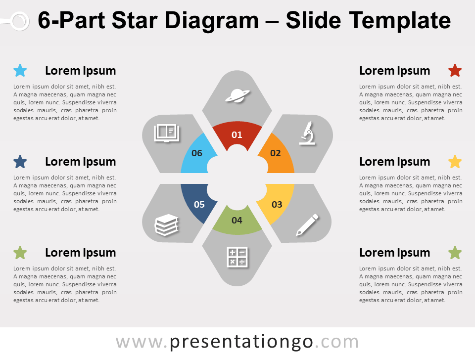 Diagrama de Estrella de 6 Partes Gratis Para PowerPoint Y Google Slides