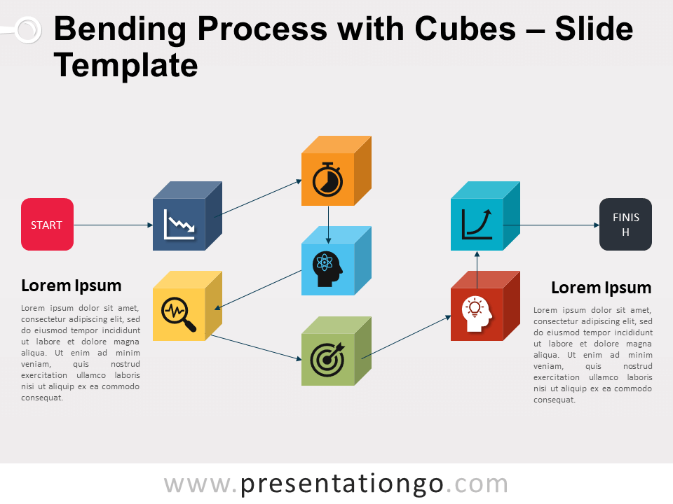 Proceso de Flexión Diagrama Gratis Con Cubos Para PowerPoint Y Google Slides