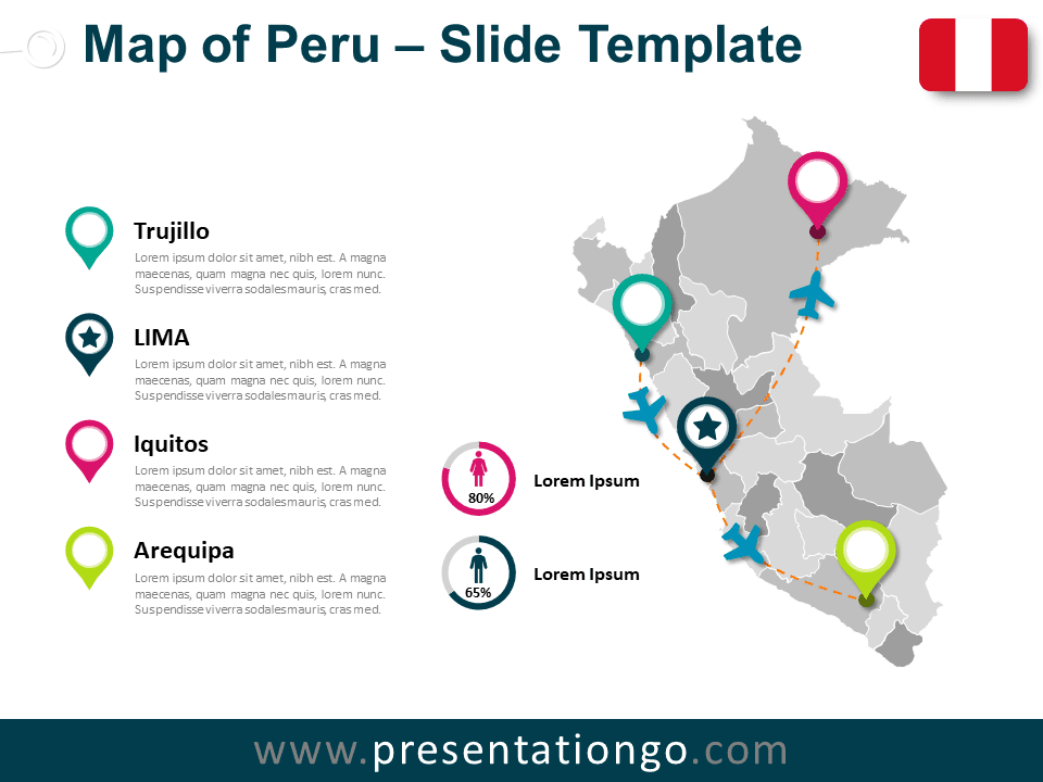 Mapa de Perú Gratis Para PowerPoint Y Google Slides