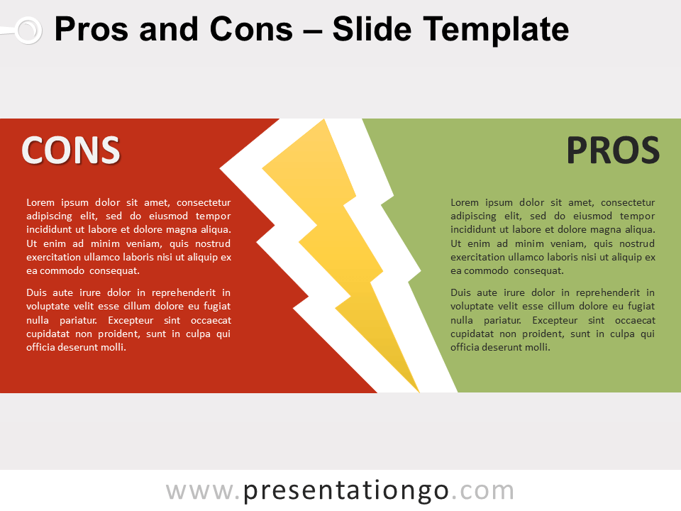 Pros Y Contras Gráfico Gratis Para PowerPoint Y Google Slides