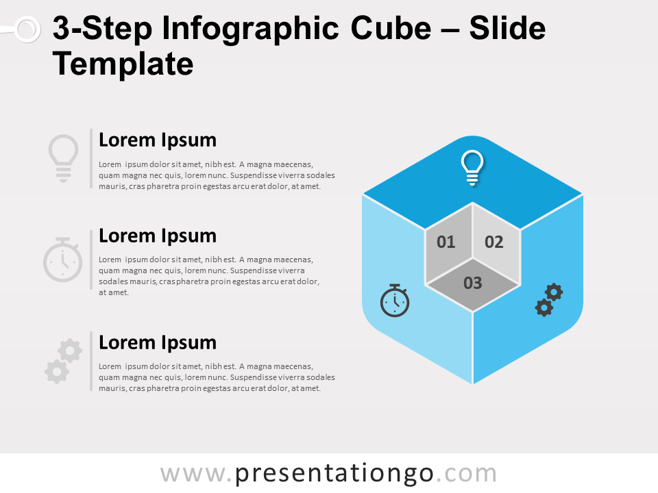 Infografía en Cubo de 3 Pasos Gratis Para PowerPoint Y Google Slides