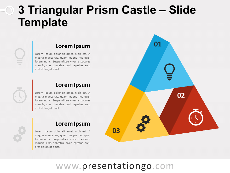 Castillo de 3 Prismas Triangulares Gráfico Gratis Para PowerPoint Y Google Slides