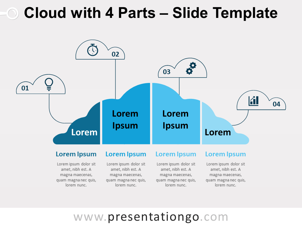Nube Con 4 Partes Gráfico Gratis Para PowerPoint Y Google Slides