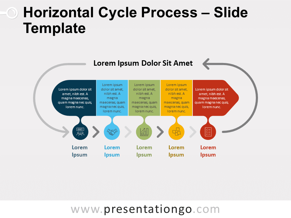 Ciclo de Proceso Horizontal Diagrama Gratis Para PowerPoint Y Google Slides