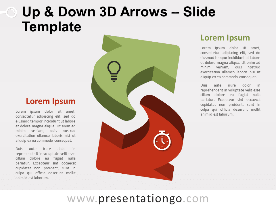 Flechas 3D hacia Arriba y Abajo Gráfico Gratis Para PowerPoint Y Google Slides