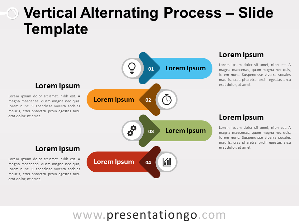 Proceso Vertical Alternante Diagrama Gratis Para PowerPoint Y Google Slides