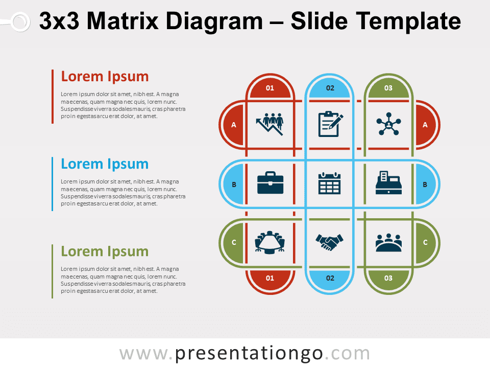 Diagrama de Matriz 3x3 Gratis Para PowerPoint Y Google Slides