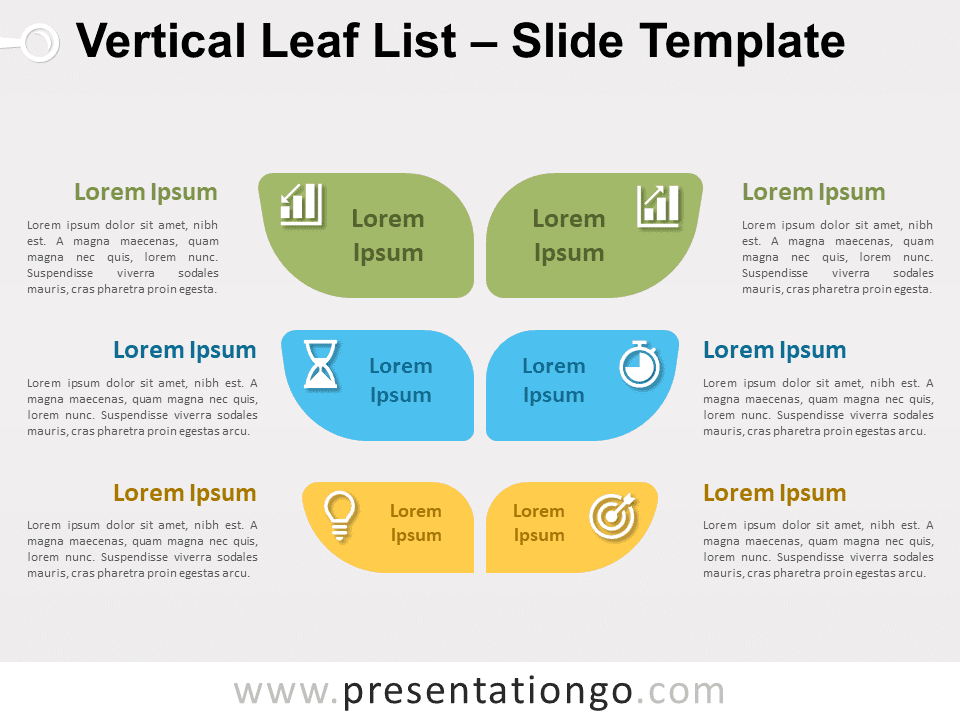Lista Vertical de Hojas Gráfico Gratis Para PowerPoint Y Google Slides