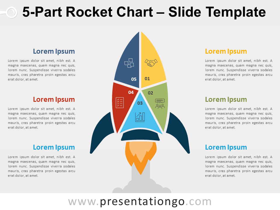 Gráfica de Cohete de 5 Partes Gráfico Gratis Para PowerPoint Y Google Slides