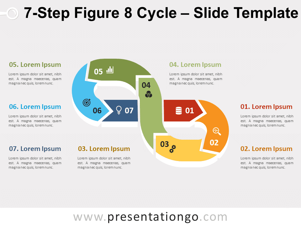 Ciclo de Figura 8 de 7 Pasos Diagrama Gratis Para PowerPoint Y Google Slides