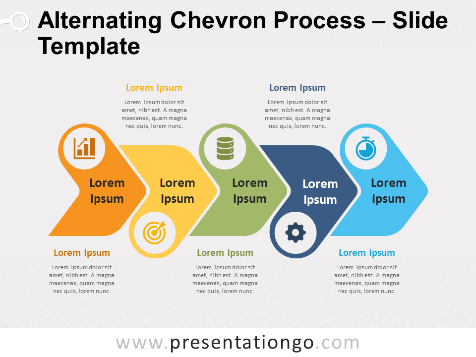 Proceso de Chevron Alternante Gráfico Gratis Para PowerPoint Y Google Slides
