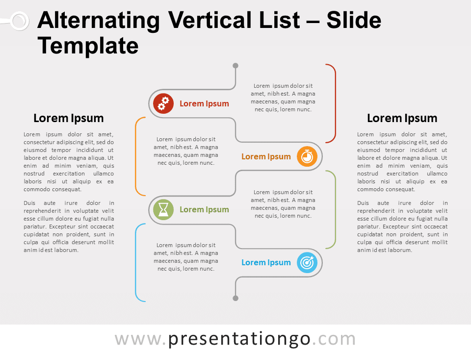 Lista Vertical Alternada Gráfico Gratis Para PowerPoint Y Google Slides