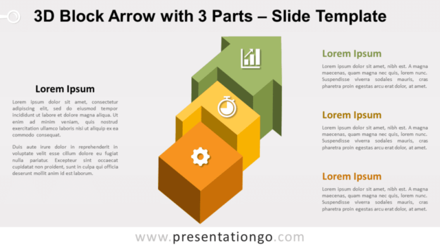 Free Block Arrow with 3 Parts for PowerPoint and Google Slides