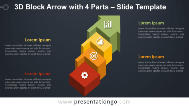 Free Block Arrow with 4 Parts Graphics for PowerPoint and Google Slides