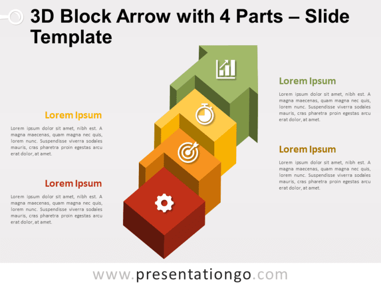 Free Block Arrow with 4 Parts for PowerPoint
