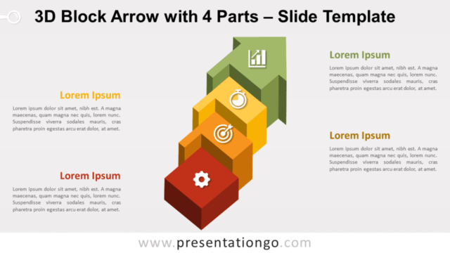 Free Block Arrow with 4 Parts for PowerPoint and Google Slides