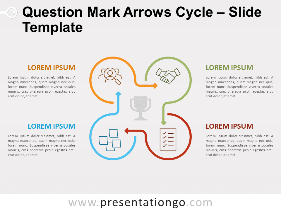 Ciclo de Signos de Interrogación Con Flechas Diagrama Gratis Para PowerPoint Y Google Slides