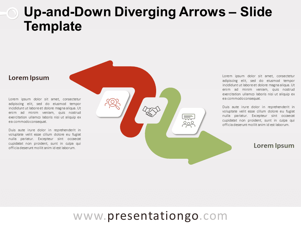 Flechas Divergentes de Subida Y Bajada Gráfico Gratis Para PowerPoint Y Google Slides