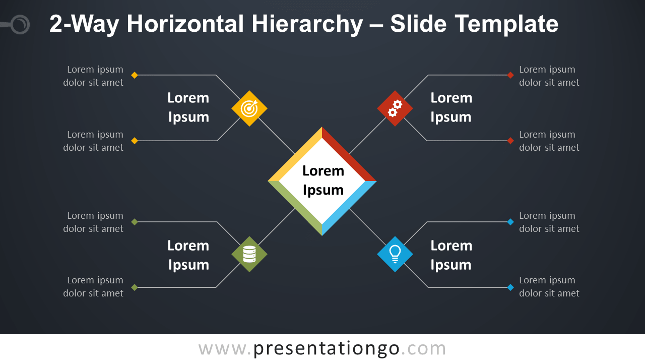 Free 2-Way Horizontal Hierarchy Graphics for PowerPoint and Google Slides