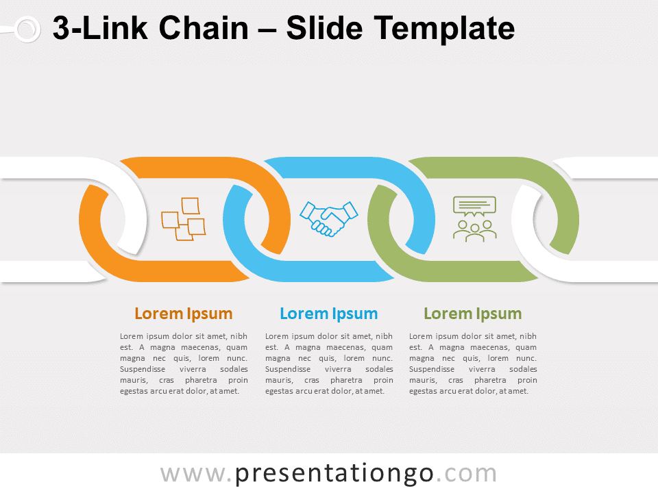 Cadena de 3 Eslabones Gráfico Gratis Para PowerPoint Y Google Slides