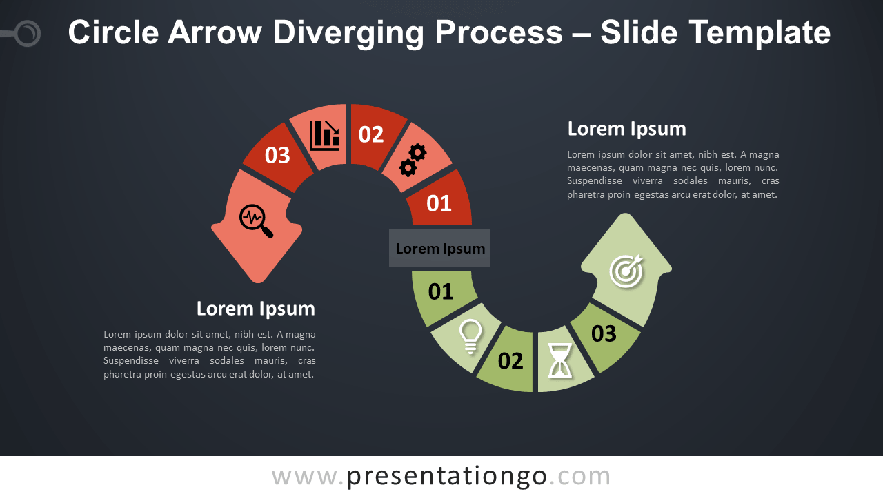 Free Circle Arrow Diverging Process Graphics for PowerPoint and Google Slides