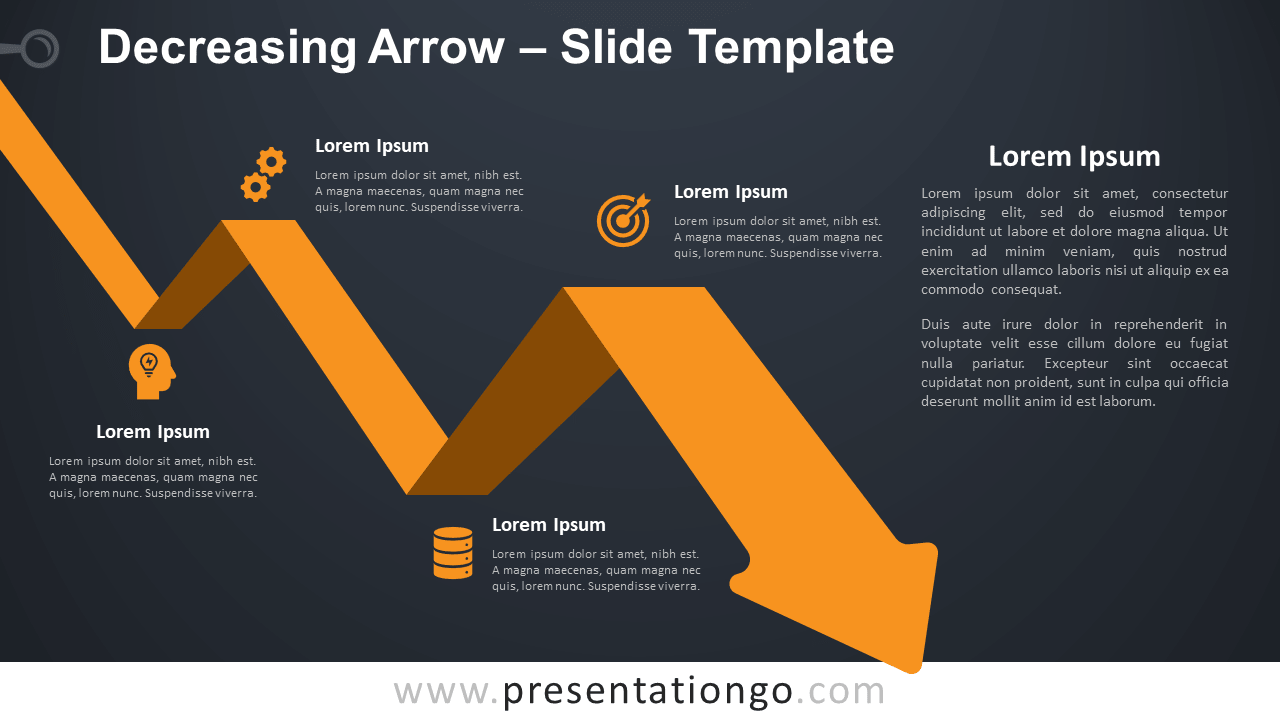 Free Decreasing Arrow Graphics for PowerPoint and Google Slides