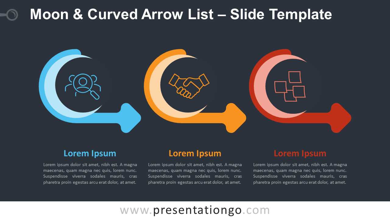 Free Moon & Curved Arrow List Graphics for PowerPoint and Google Slides