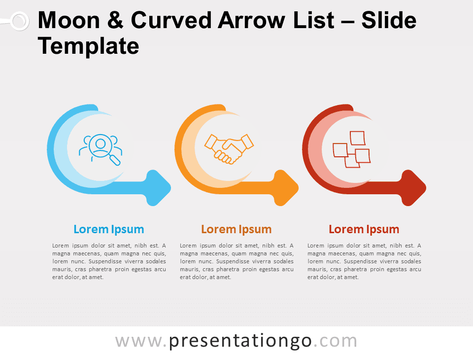 Free Moon & Curved Arrow List Graphics for PowerPoint and Google Slides
