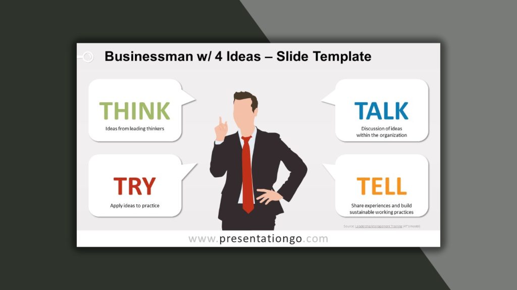 Free Businessman with 4 Ideas for PowerPoint and Google Slides