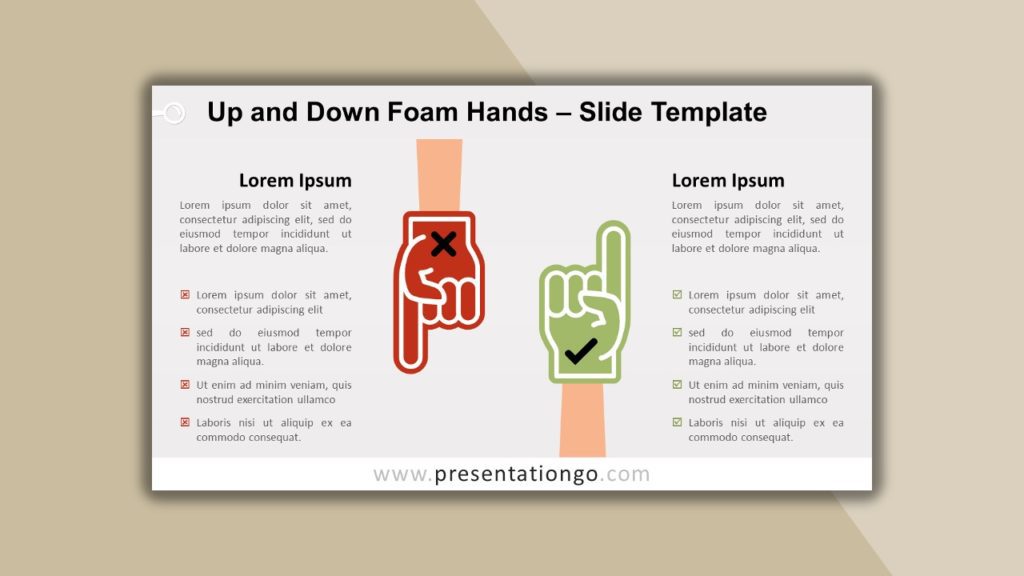 Free Up and Down Foam Hands for powerpoint and google slides