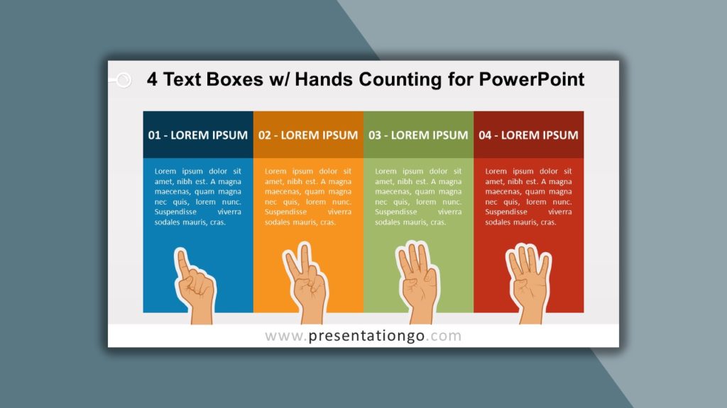 Free 4 Text Boxes with Hands Counting for PowerPoint and Google Slides