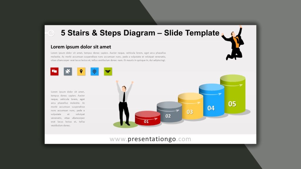 Free 5 Stairs and Steps Diagram for PowerPoint and Google Slides