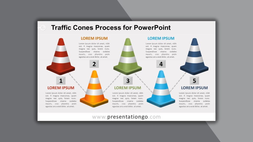 Free Traffic Cones Process for PowerPoint and Google Slides