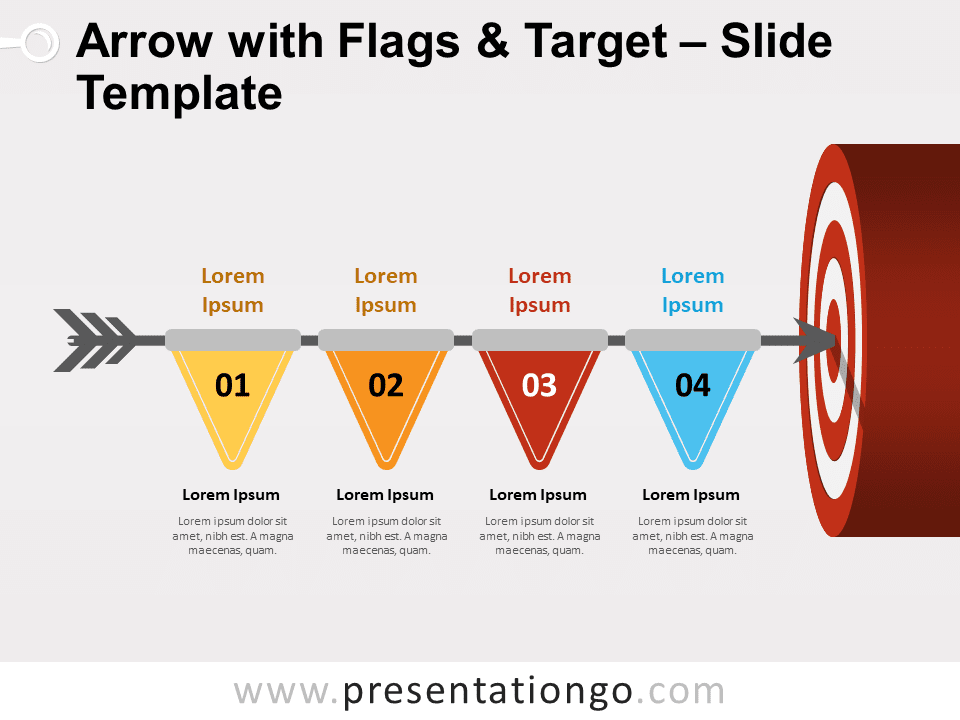 Flecha con Banderas y Objetivo Gráfico Gratis Para PowerPoint Y Google Slides