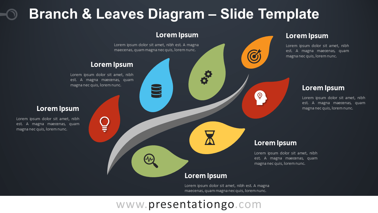 Free Branch Leaves Diagram Graphics for PowerPoint and Google Slides