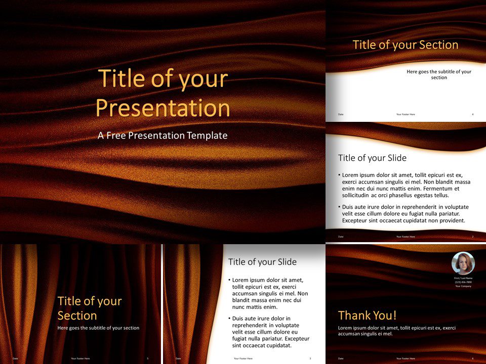 Plantilla de Ondas Doradas Gratis Para PowerPoint Y Google Slides