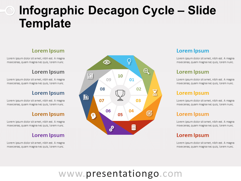 Infografía Ciclo Decágono Diagrama Gratis Para PowerPoint Y Google Slides